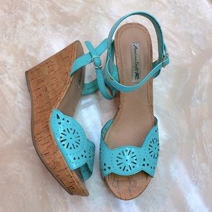 Mint colored wedges